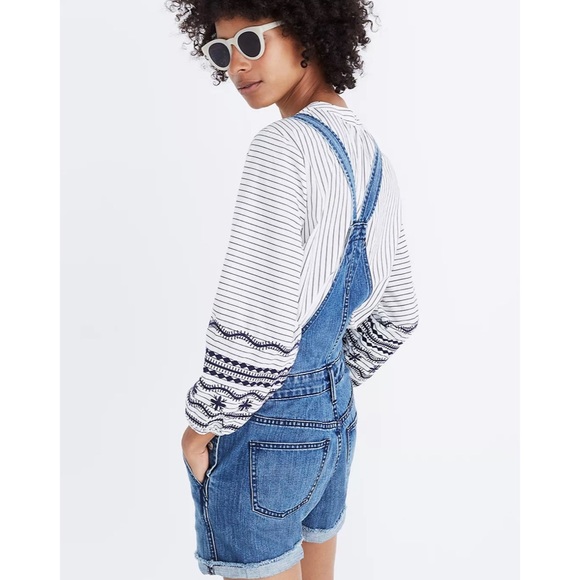 Madewell Adirondack Short Overalls Raw Hem In Dawkins Wash Size M - Picture 4 of 14